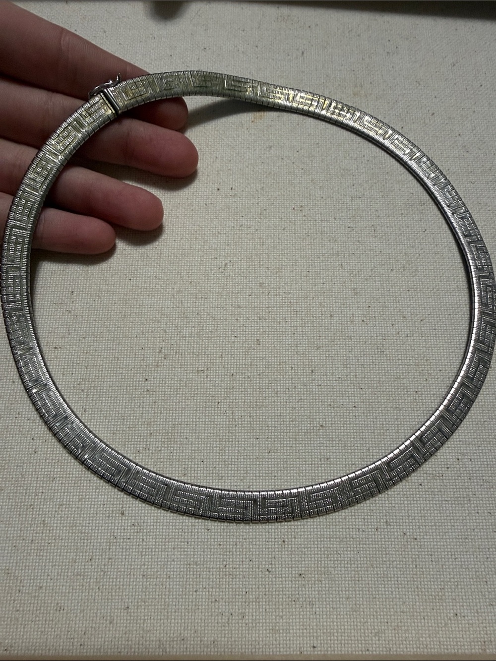 Sterling Silver 835 Textured Hinge Collar Necklace 17.5’